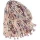 thumbnail image 3 of Bufanda bohemia para mujer, ligera, con estampado floral, chal con flecos, moda otoño-invierno, 3 of 5