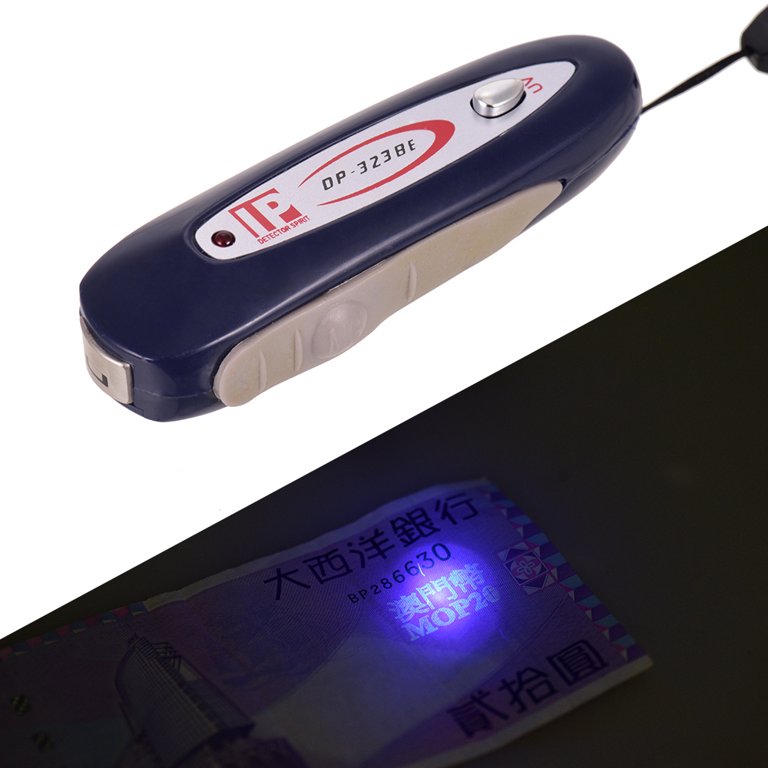 2-in-1 Portable Money Detector Counterfeit Cash Currency Banknote Bill  Checker Tester with UV Light Flashlight for USD EURO POUND