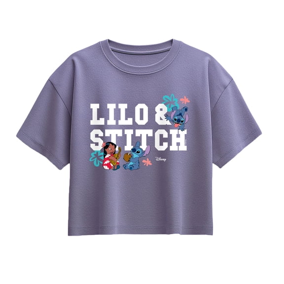 Lilo & Stitch - Collegiate Flowers - Youth Girls Boxy T-Shirt