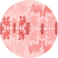 thumbnail image 1 of Ahgly Company Machine Washable Indoor Round Abstract Red Modern Area Rugs, 6' Round, 1 of 4