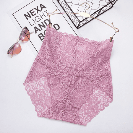 

JUSTUP Womens Lace Underwear High Waist Panties Sexy Set 3-Pack Pink-1 L