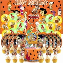 Flintstones Birthday Party Supplies Balloons Plates Decoration Cake Topper Decor Tableware Banner Backdrop