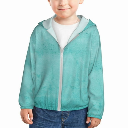 

Ocsxa Blue And Turquoise Print Kids Active Zipper Sun Protection Jacket Boys Girls Hooded Cooling Shirt-18 Months