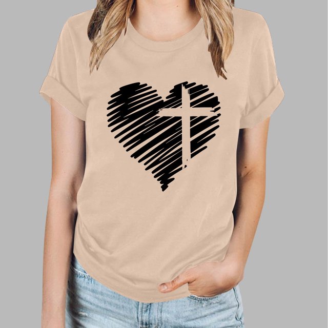 Pntutb Femmes Dédoublés Femmes de Mode Imprimé tops Manches Courtes sur Blouse Col Rond T-Shirt tops