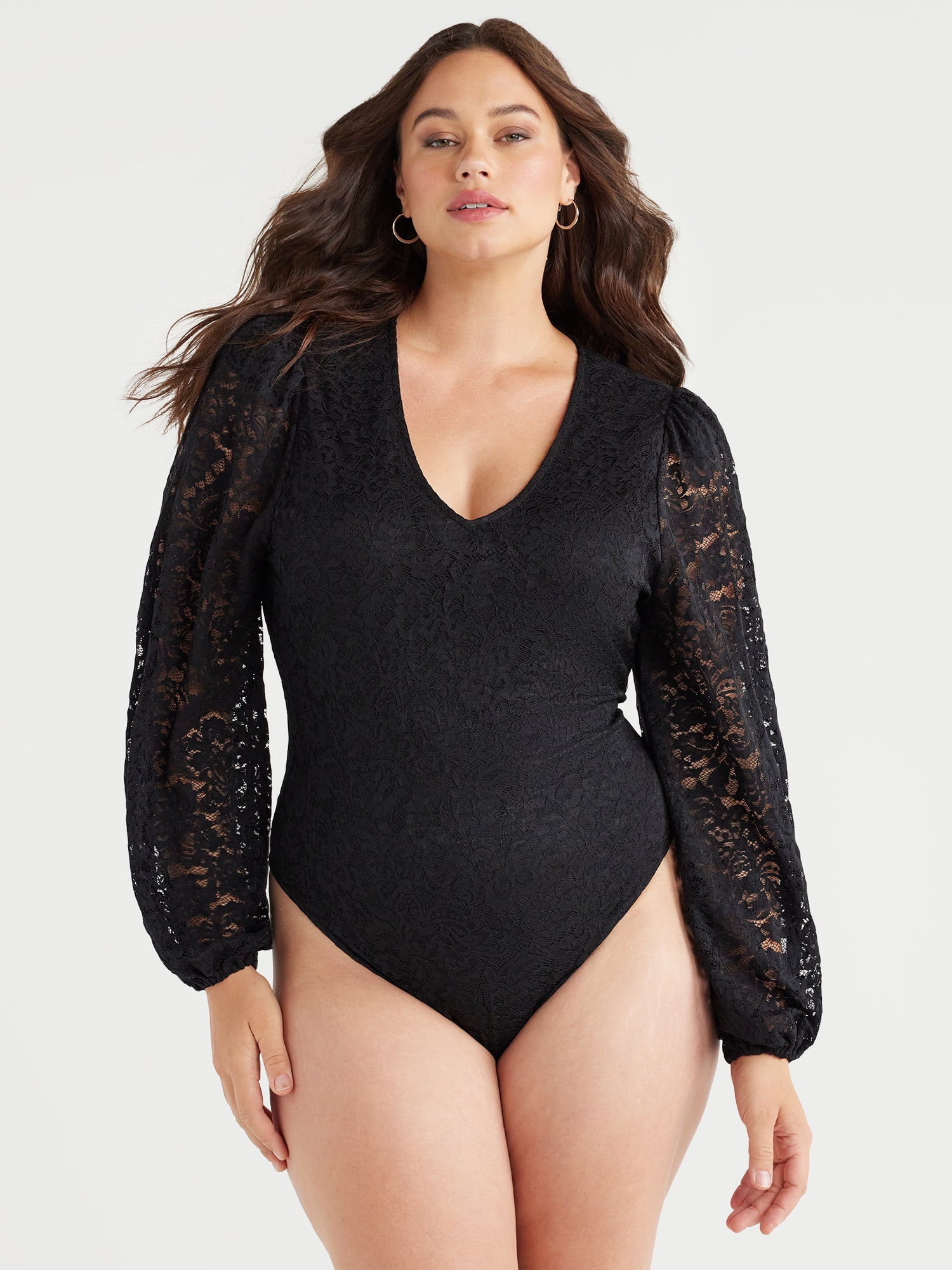 Buy Trendyol Plus Size Black Window/Cut Out Lace Bodysuit in Black 2024  Online