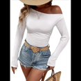 thumbnail image 3 of Blusa Informal de Larga con Cuello y Hombros Descubiertos para Mujer, Ajustada, para Salir, Estilo Y2K XS, 3 of 8