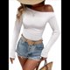 thumbnail image 3 of Blusa Informal de Larga con Cuello y Hombros Descubiertos para Mujer, Ajustada, para Salir, Estilo Y2K L, 3 of 8