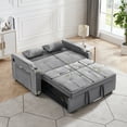 thumbnail image 6 of 55.2" Pull Out Sleep Sofa Bed with Side Storage Pocket Convertible Velvet Loveseat Sofa Sleeper with Dual USB Port and Cup Holder Adjustable Backrest for Living Room Apartments grey, 6 of 9
