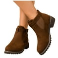 thumbnail image 5 of YLYL 2025 Women Suede Ankle Boots Chunky Heels Round Toe Lug Sole Non Slip Fall Outdoor Boots, 5 of 9