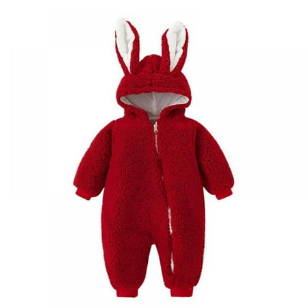 

Newborn Baby Jumpsuit Hooded Fleece Rompers Long Sleeve Onesies Outwear Outfits