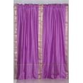thumbnail image 4 of Rod Pocket Sheer Sari Curtains 43" W x 96" L matching tiebacks- Handcrafted Lavender Indian Drapes Unlined for light & airy ambience Perfect for Living/Bedroom/Dining Room Sold in Pairs, 4 of 5