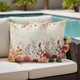thumbnail image 4 of Red Orange Floral Fall Outdoor Waterproof Pillow Covers, Thanksgiving Eucalyptus Leaves Autumn Decorative Square Throw Pillowcase Sofa Cushion Sham for Patio/Couch/Chair, 20"x20" 2 Pack, 4 of 8