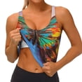 thumbnail image 4 of Haiem Oil Painting Beautiful Butterfly Pattern Womens Sports Bra - U Neck Padded Low Impact Yoga Bra Workout Crop Top Gym Moisture-Wicking Workout Vest -Small, 4 of 9
