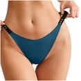 thumbnail image 4 of Scyoekwg Underwear Thong for Women Breathable Seamless Yoga Silk Sports Quick-drying Elastic Underwear Briefs Soft Underwear Comfortable Briefs Cheeky Panties Solid Color Underpants Blue S, 4 of 4