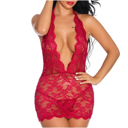 

Ladies Cute Girl Solid Erotic Lingerie Lace Mesh V-neck Halterneck Suit strappy lingerie women sexy lingerie woman lingerie sexy