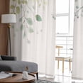 thumbnail image 4 of Sage Green Eucalyptus Semi Sheer Curtains 63 Inch Length 2 Panels Set, Country Leaf Plants Retro Beige Sheer Kitchen Curtain Privacy Voile Window Curtain for Living Room Bedroom Rod Pocket Drapes, 4 of 7