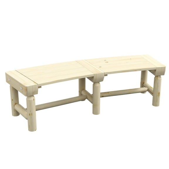 Wooden Semicircular Outdoor Bench for Yard, Patio, Deck, Lawn Natural