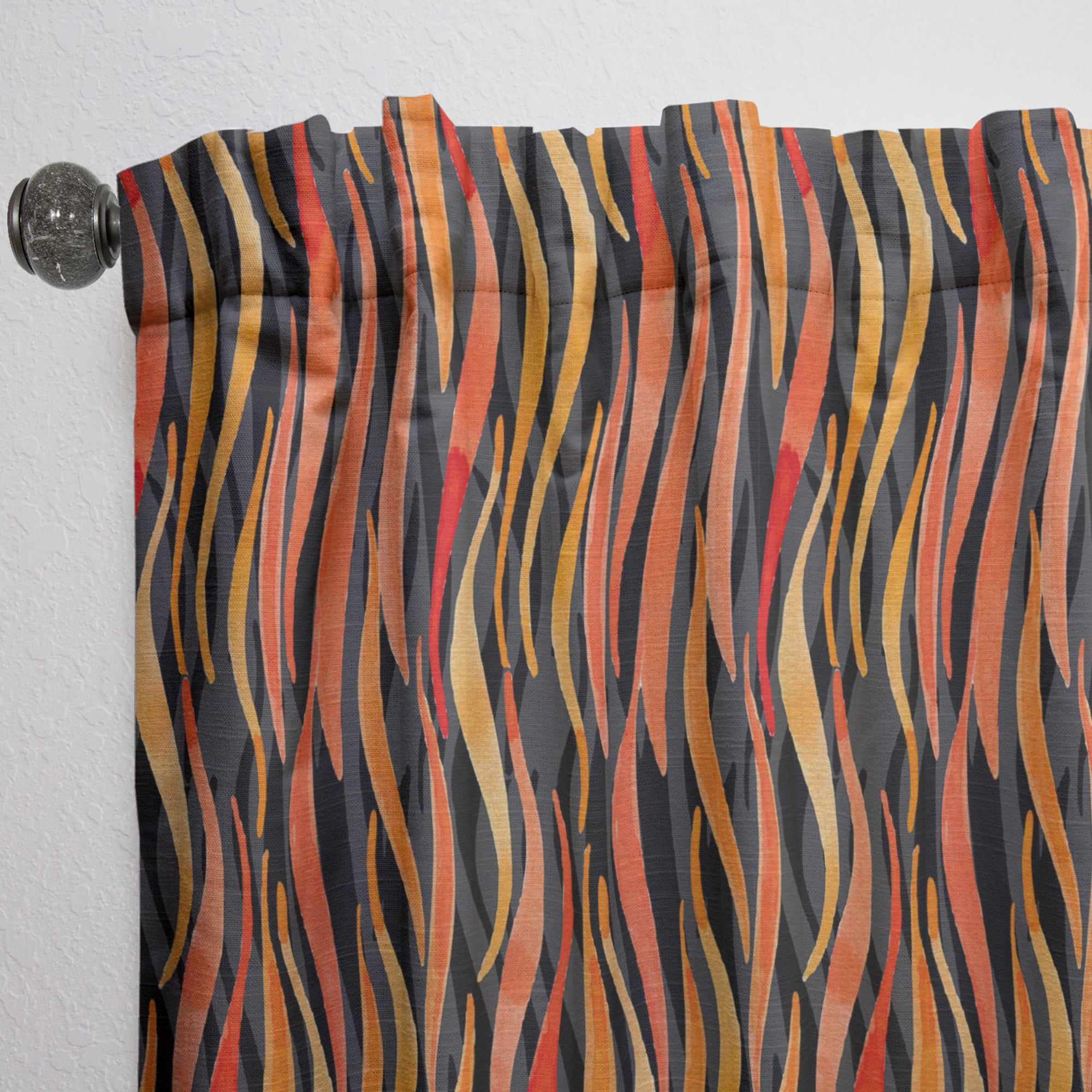 Designart 'Fire Flame Pattern On Black' Modern & Contemporary Curtain Panel