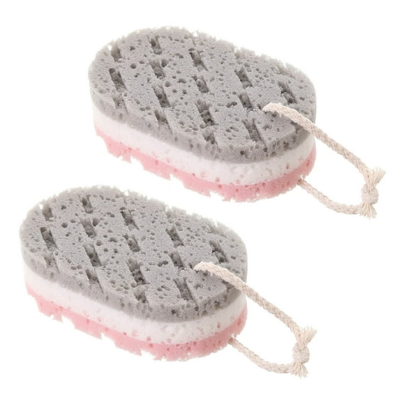 Double Pack Bath Sponges Set - Thick & Soft Shower Sponge for Body Wash, High Density Foam Creates Luxurious Lather, Includes Hanging Rope for Quick Dry, Perfect for Family Use