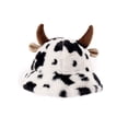thumbnail image 2 of Sombrero tipo bucket con estampado de vaca de mujer y cuernos, sombrero de sol plegable ligero para pesca, senderismo, viajes al aire libre, moda de invierno y otoño, 2 of 2