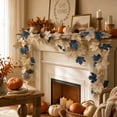 thumbnail image 6 of Fall Decor White Blue Garland 5.74FT Long Thanksgiving Garland Maple Leaves Wreath Hanging Vines Decor for Front Door Kitchen Fireplace Home Indoor Outdoor, 6 of 7