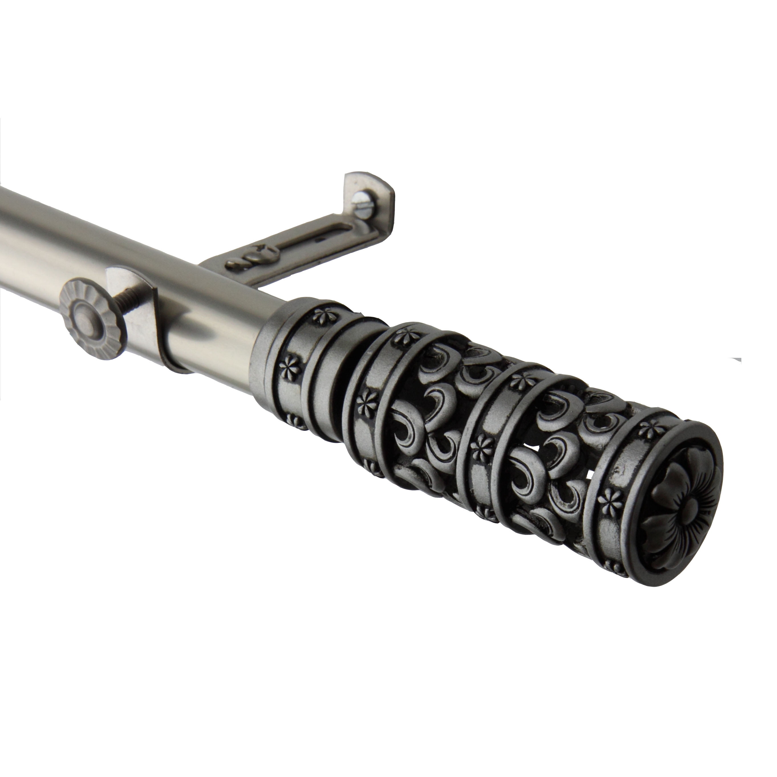 13/16" Dia Adjustable 48-84" Rocco Curtain Rod in Satin Nickel