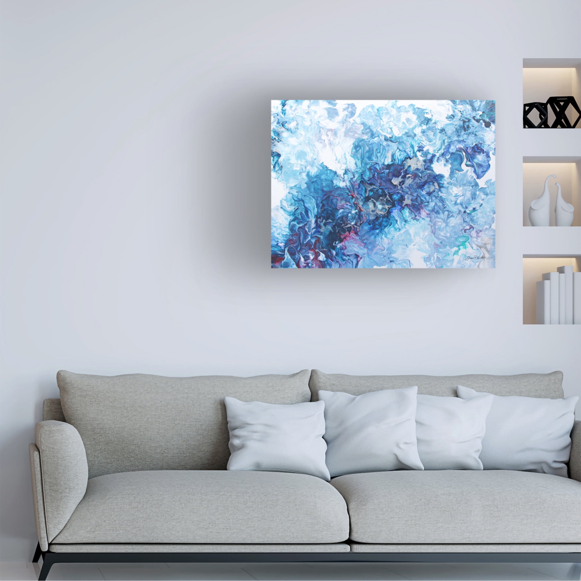 Canvas Wall Art - Jean Plout 'Abstract Pouring F' Wall Art for Living Room, Bedroom, or Office Décor by Trademark Fine Art - 47 x 35 Inches