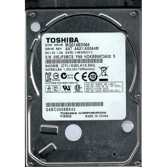 Toshiba MQ01ABD064 AAT AA21/AX0A4M 640GB China