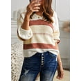 thumbnail image 4 of Womens Sweaters Long Sleeve V Neck Striped Color Block Pullover Casual Loose Knitted Tops, 4 of 6