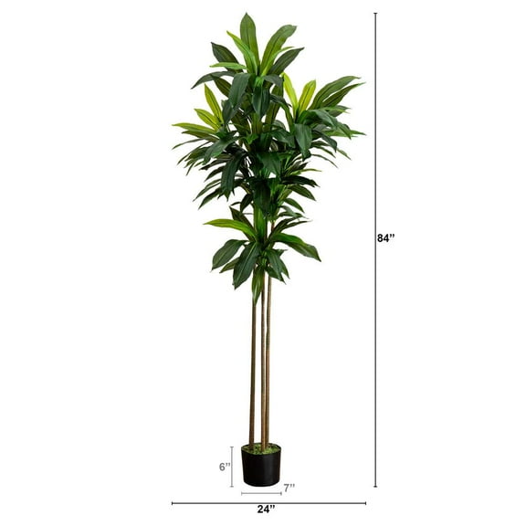 Nearly Natural 7ft. Artificial Dracaena Tree with Real Touch Leaves