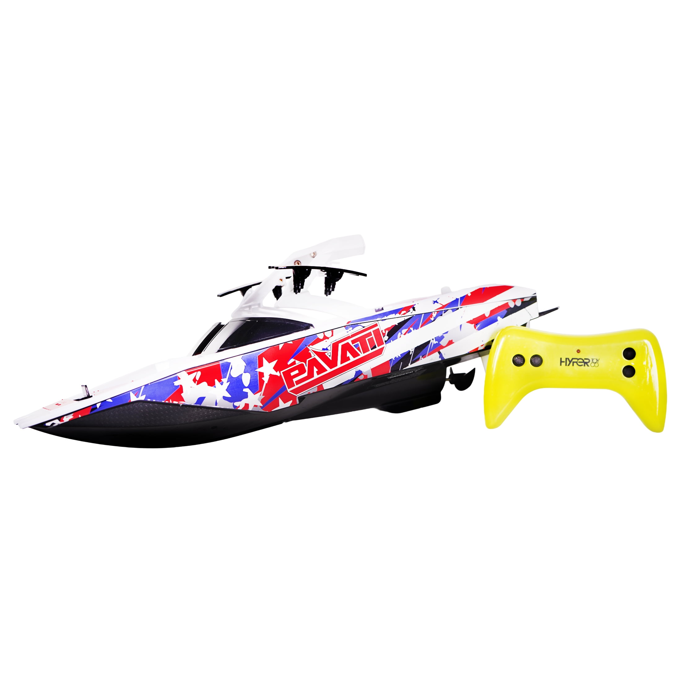 Hyper Toy Company, Pavati 2.0 RC Wakeboard Boat, 1:18 Scale with Remote and Battery, Stars/Stripes