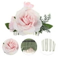 thumbnail image 3 of Unique Bargains 1 Pc Women's Flexible Simulated Flowers Hair Clips Comb for Parties Pink Polyester Fabric Iron, 3 of 4