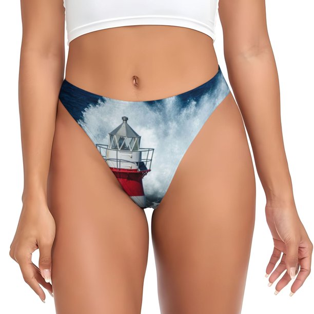 Fotbe Circular Lighthouse Tanga Sin Costuras para Mujer con Estampado – Panties Invisibles, Transpirables y Cómodos para Uso Diario-Large