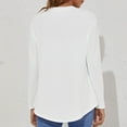 thumbnail image 4 of Blusa de algodón de manga larga blanca, corte holgado, cuello redondo, detalle de botones, color puro, talla XL, 4 of 6