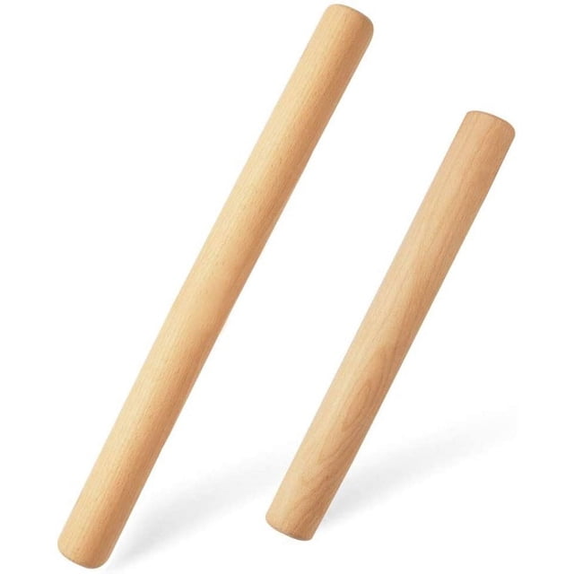Rodillo de amasar - Rodillo de amasar pequeño - Rodillo de amasar de madera sin asas, accesorio perfecto para hornear fondant, pizza, pasteles, masa de pasta y masa quebrada (juego de 2)