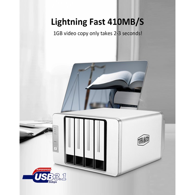 TerraMaster D4-300, 72TB USB 3.1 Type-C External HDD Disk Storage