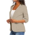 thumbnail image 5 of PBFRDSJ Lightweight Cotton Linen Blazers for Women 3/4 Sleeve Casual Work Office Suit Jackets Plus Size Single Button Business Blazer, 5 of 6