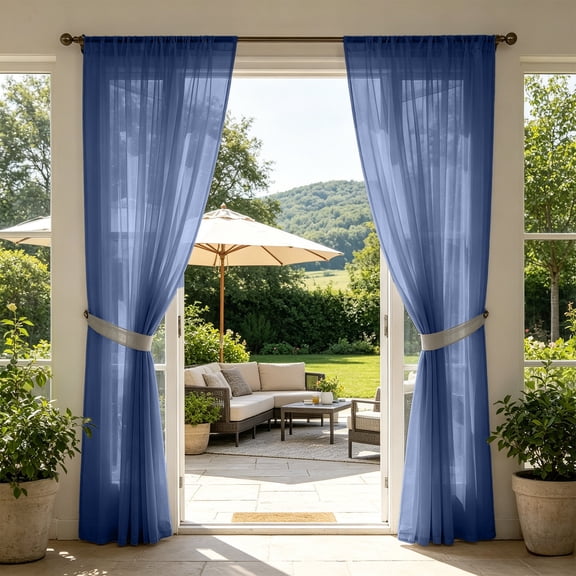 Outdoor Sheer Curtains Waterproof UV Resistant Light Filtering Privacy Voile Drapes Patio Porch Gazebo Pergola Deck Balcony 98.4in x 39.4in for Outdoor Living Spaces Outdoor Drapes Home Patio Set