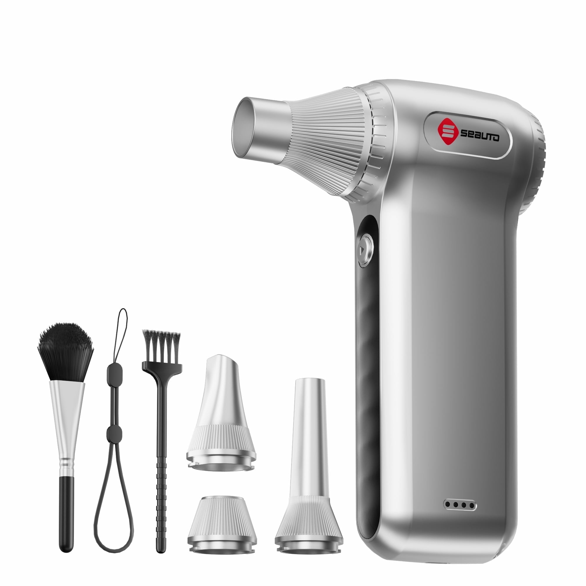 Cordless Air Duster, 130000RPM Electric Compressed Air Duster, Mini Blower with 3-Speed, 4000mAh Battery, USB-C Fast Charging for Car, Computer, Home & Snow Cleaning，Silver