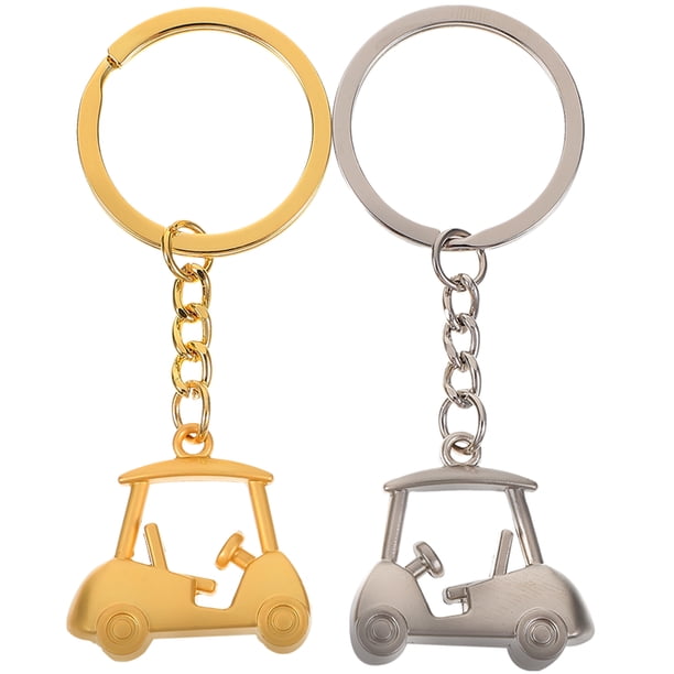 BRIGHTFUFU Anillo de llavero colgante de 2pcs con el campo de golf Vista de la visión del encanto del coche Decoración colgante