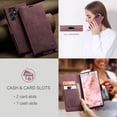 thumbnail image 6 of Retro PU Leather Wallet Case Compatible with Samsung Galaxy S22 Ultra, Magnetic Closure Card Slots Cash Pocket Shockproof Protective Kickstand Durable Flip Case Cover for Samsung S22 Ultra, Winered, 6 of 11