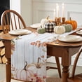 thumbnail image 3 of Thanksgiving Pumpkin Cotton Linen Table Runner, Washable Table Runners for Kitchen, Dining Room, Holiday, Home Party Table Decor, 13x120 Inches, 3 of 9