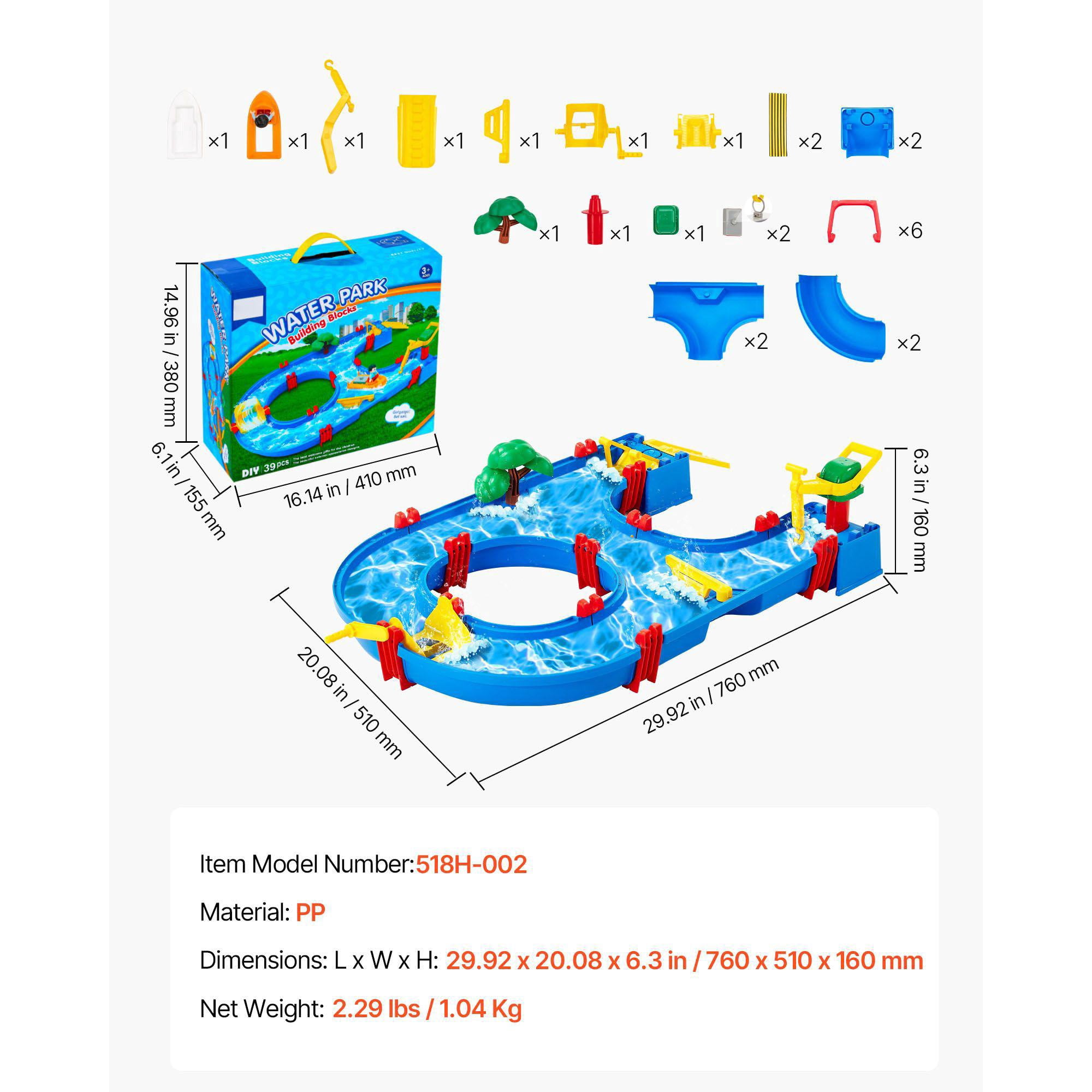 Toddler Water Table Outdoor Water Park Playset with 39 Accessories for Backyard Beach Sensory Play Ages 3+