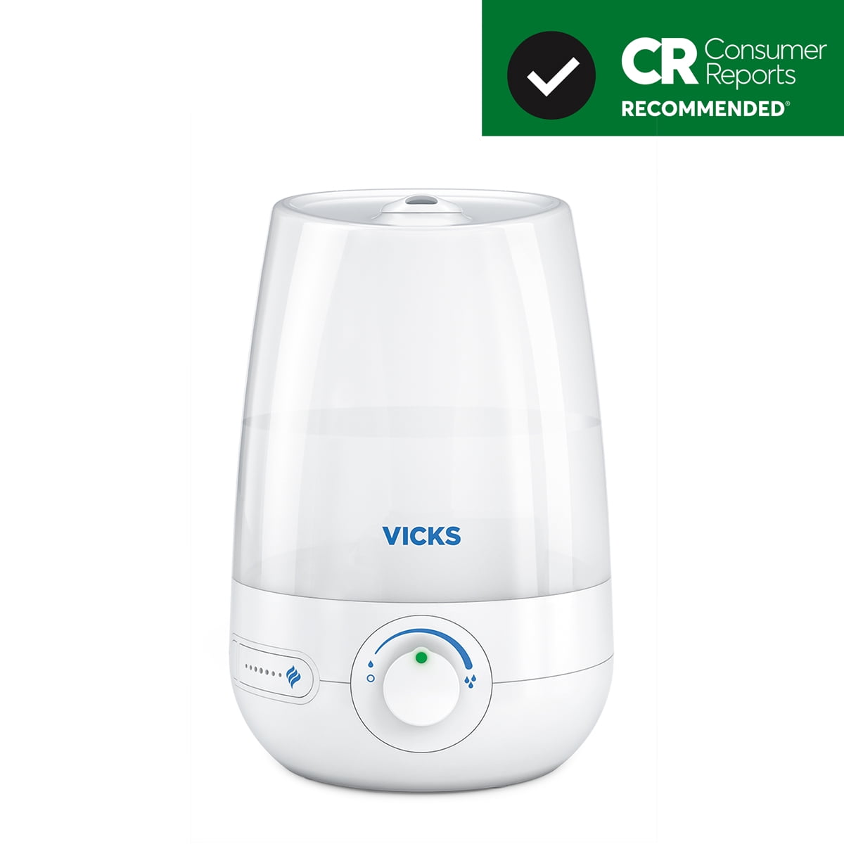 Vicks 1 Gallon Filter Free Cool Mist Ultrasonic Humidifier, VUL545, White