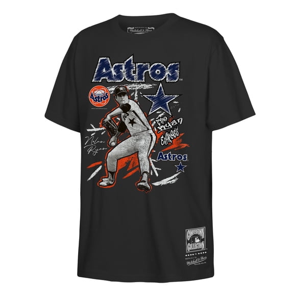 Youth Mitchell & Ness Nolan Ryan Black Houston Astros Chalked Up Player T-Shirt