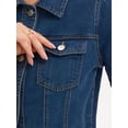 thumbnail image 5 of DARING DIVA Women's Short Sleeve Button Down Denim Jackets with Pockets L Blue, 5 of 7
