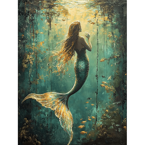 Ocean Mermaid Wall Art Canvas Painting，Suitable for Living Room，Bedroom，Bathroom，Office， and Dinning Room Decor.