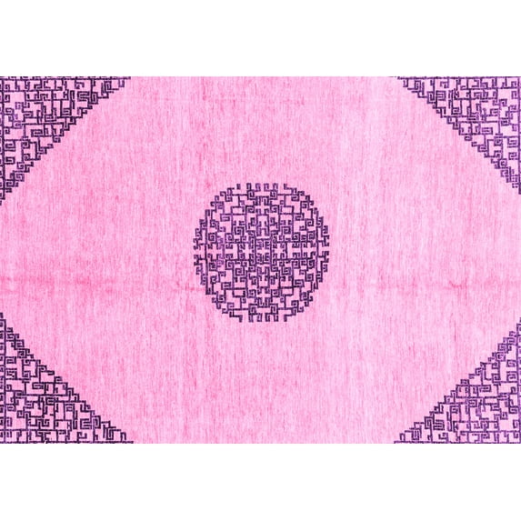 Ahgly Company Indoor Rectangle Abstract Pink Modern Area Rugs, 7' x 9'