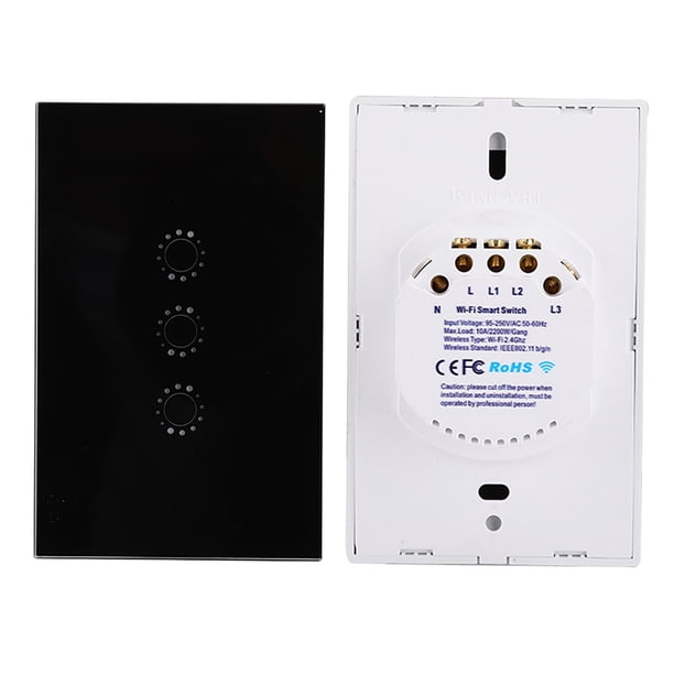 1 2 3 Gang Smart Panel de Interruptor Táctil Interruptor de Panel Inalámbrico Táctil WIFI Inteligente 95 240V Control de Aplicación Remota Estándar de EE UU UU