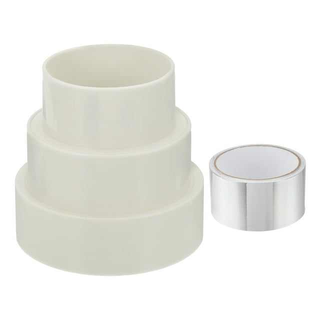 Uxcell 4.3" to 4"/3" Duct Reducer Adapter, Plastic Ducting Connector White